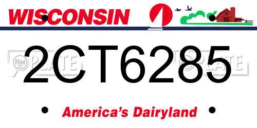 2CT6285 Wisconsin License Plate
