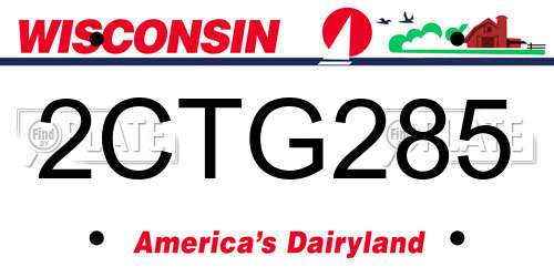 2CTG285 Wisconsin License Plate