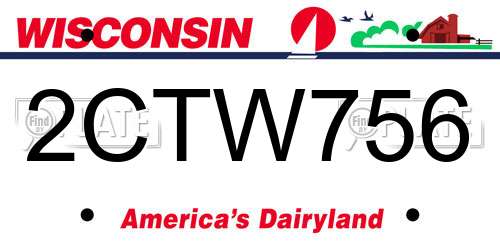 2CTW756 Wisconsin License Plate