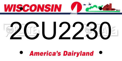 2CU2230 Wisconsin License Plate