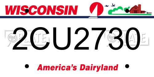 2CU2730 Wisconsin License Plate