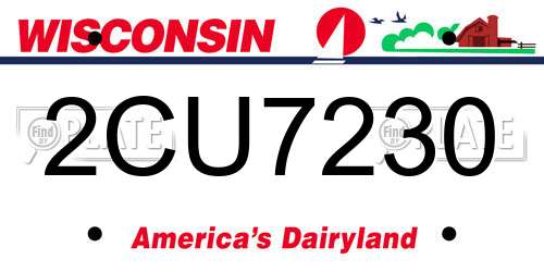 2CU7230 Wisconsin License Plate