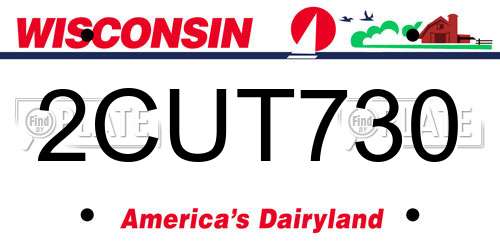 2CUT730 Wisconsin License Plate
