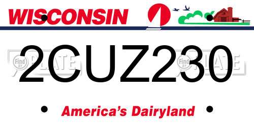 2CUZ230 Wisconsin License Plate