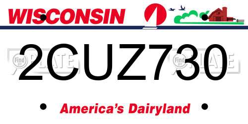 2CUZ730 Wisconsin License Plate