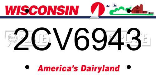 2CV6943 Wisconsin License Plate