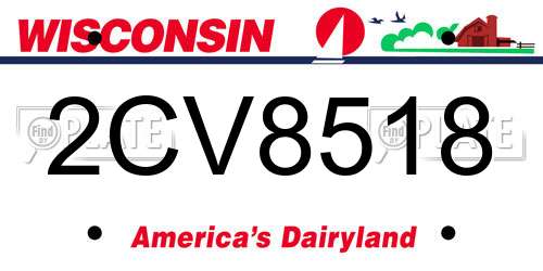 2CV8518 Wisconsin License Plate