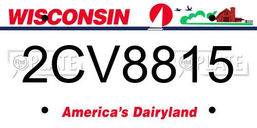 2CV8815 Wisconsin License Plate