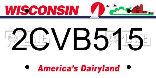 2CVB515 Wisconsin License Plate