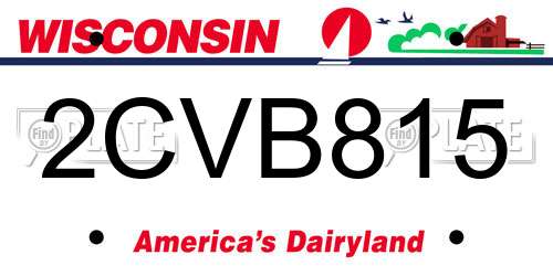 2CVB815 Wisconsin License Plate