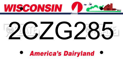 2CZG285 Wisconsin License Plate