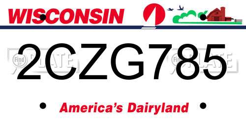 2CZG785 Wisconsin License Plate