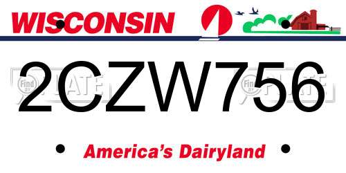 2CZW756 Wisconsin License Plate
