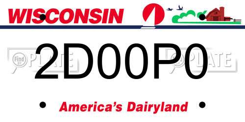 2D00P0 Wisconsin License Plate