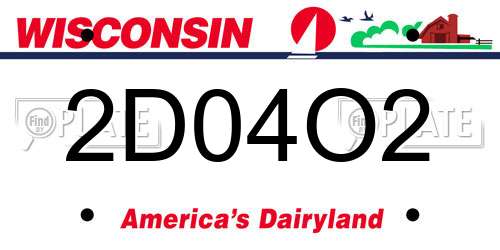 2D04O2 Wisconsin License Plate