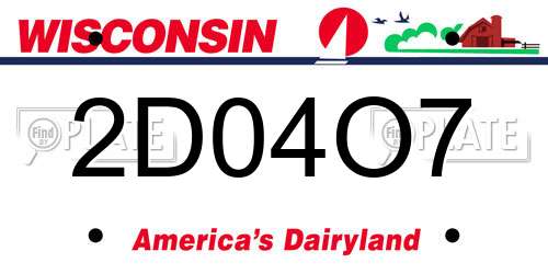2D04O7 Wisconsin License Plate
