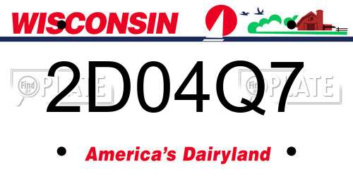 2D04Q7 Wisconsin License Plate