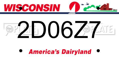 2D06Z7 Wisconsin License Plate