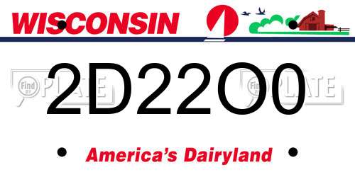 2D22O0 Wisconsin License Plate