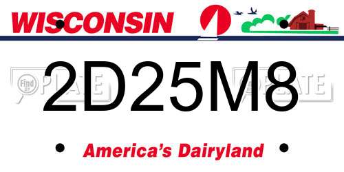 2D25M8 Wisconsin License Plate