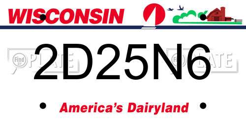 2D25N6 Wisconsin License Plate