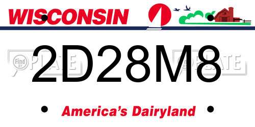 2D28M8 Wisconsin License Plate