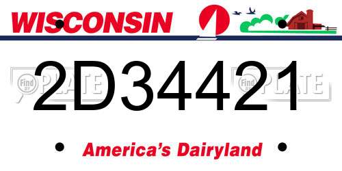 2D34421 Wisconsin License Plate
