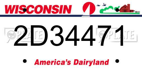 2D34471 Wisconsin License Plate