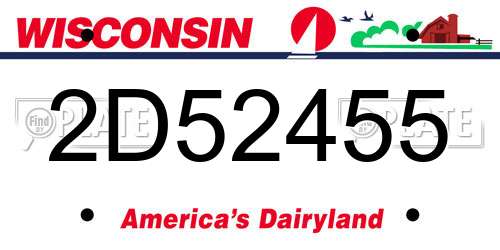 2D52455 Wisconsin License Plate