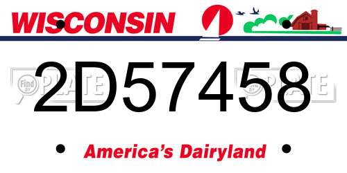 2D57458 Wisconsin License Plate