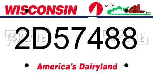 2D57488 Wisconsin License Plate