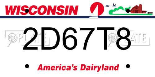 2D67T8 Wisconsin License Plate