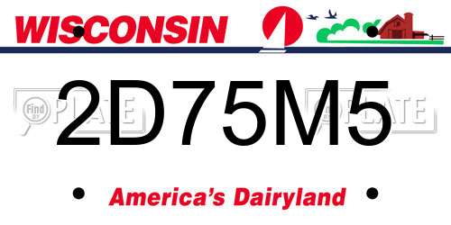 2D75M5 Wisconsin License Plate