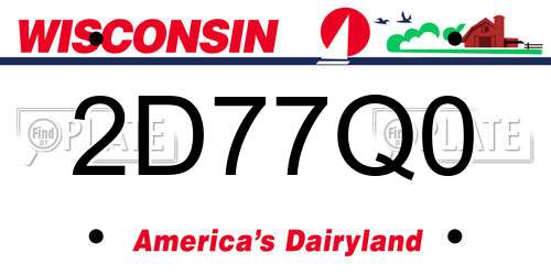 2D77Q0 Wisconsin License Plate