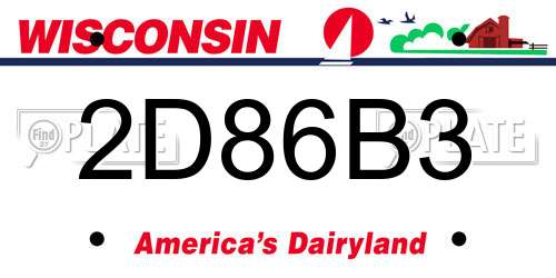 2D86B3 Wisconsin License Plate