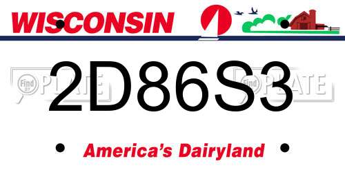 2D86S3 Wisconsin License Plate
