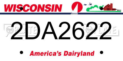 2DA2622 Wisconsin License Plate