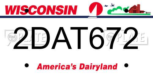 2DAT672 Wisconsin License Plate