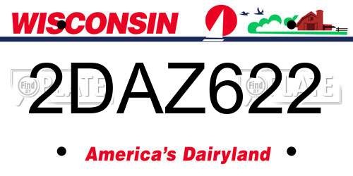 2DAZ622 Wisconsin License Plate
