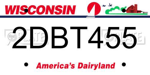2DBT455 Wisconsin License Plate