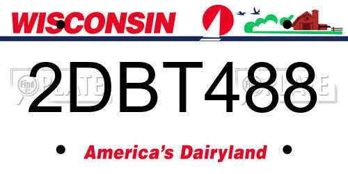 2DBT488 Wisconsin License Plate