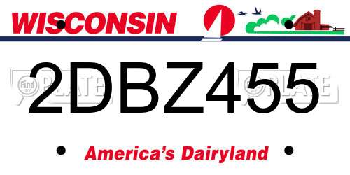 2DBZ455 Wisconsin License Plate