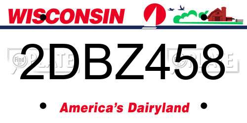 2DBZ458 Wisconsin License Plate