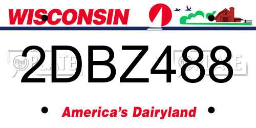 2DBZ488 Wisconsin License Plate