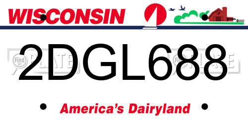 2DGL688 Wisconsin License Plate