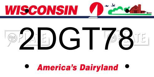 2DGT78 Wisconsin License Plate
