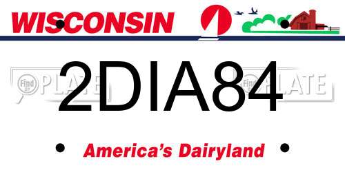 2DIA84 Wisconsin License Plate