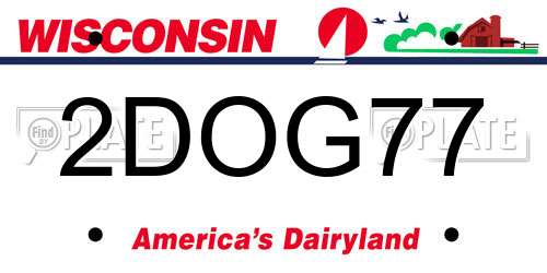 2DOG77 Wisconsin License Plate