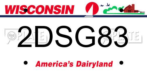 2DSG83 Wisconsin License Plate