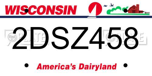 2DSZ458 Wisconsin License Plate